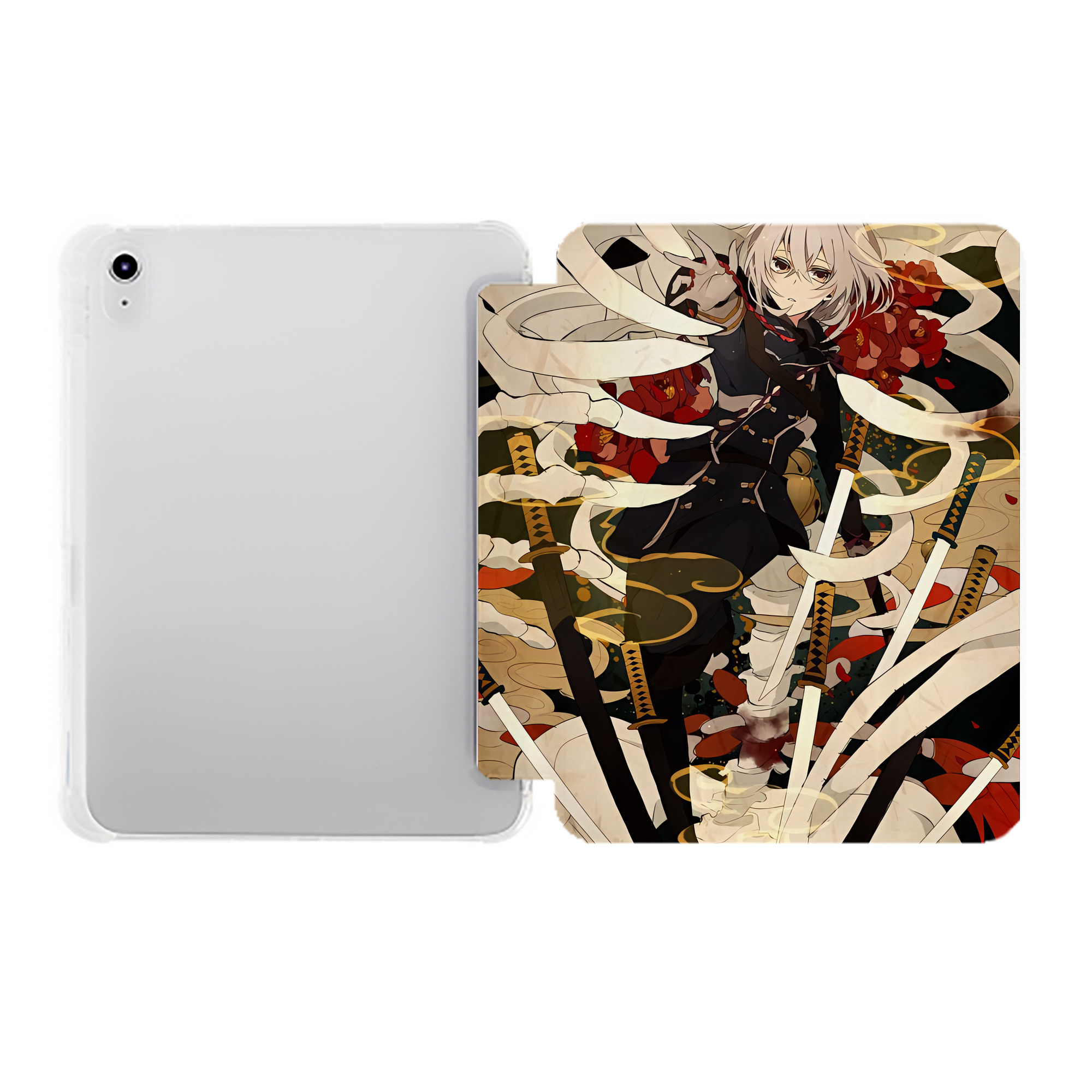 （画像用） 刀剣乱舞 Touken Ranbu IPad ケース ペン収納付き 三つ折りスタンド PUレザー×シリコン 対応機種9.5/10.5/10.9インチ